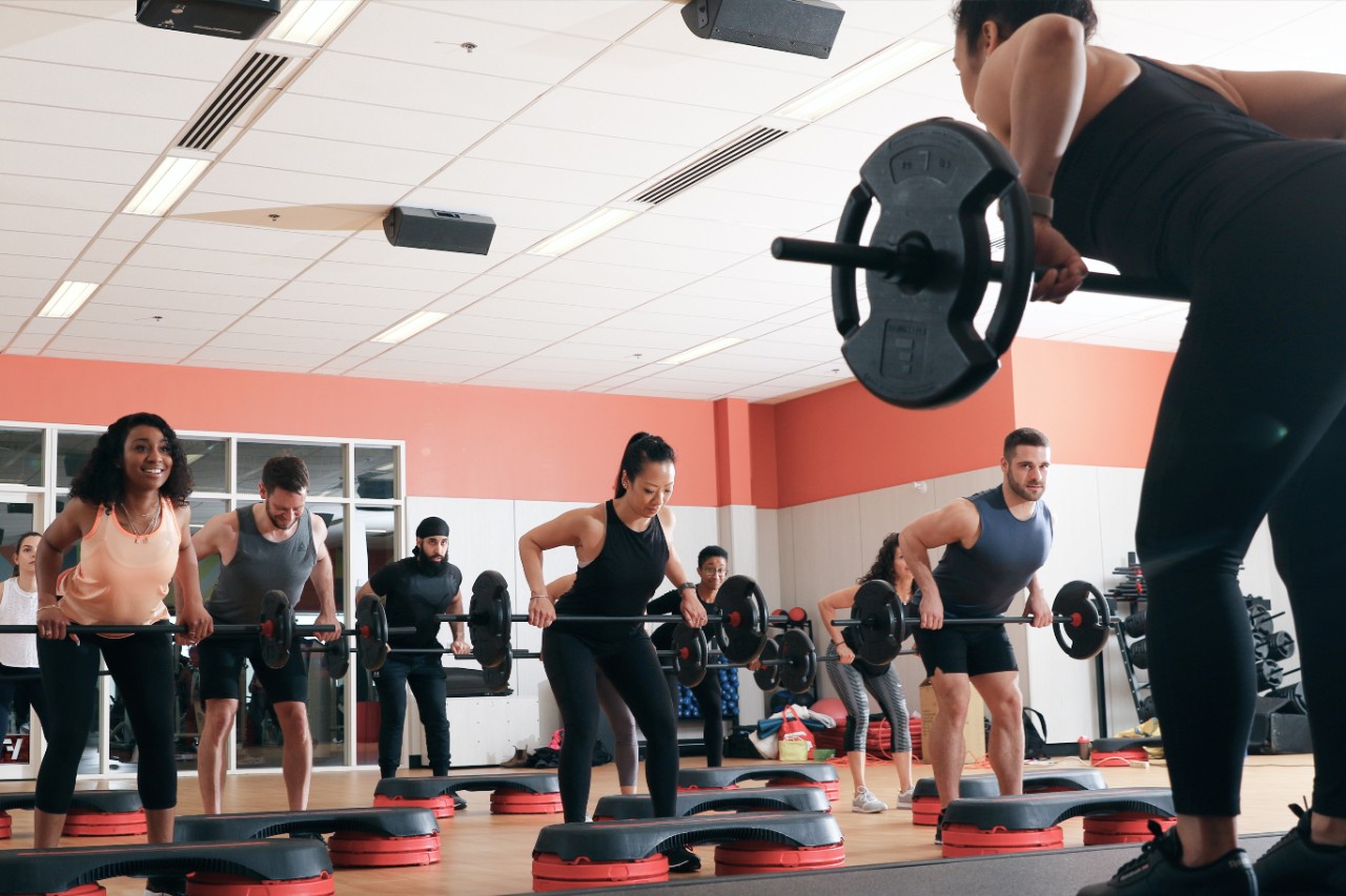 A group fitness class at GoodLife