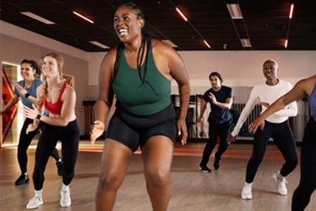Members participating in a group fitness class