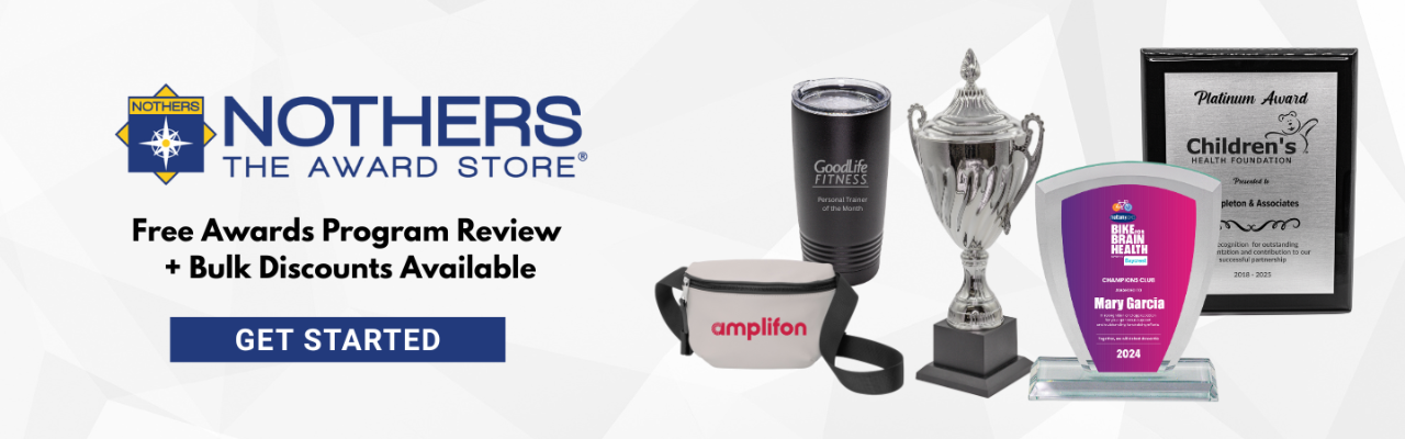 Free Awards Program review and bulk discounts available for GoodLife Fitness Members with Nothers, the Awards Store. Tap to get started.
