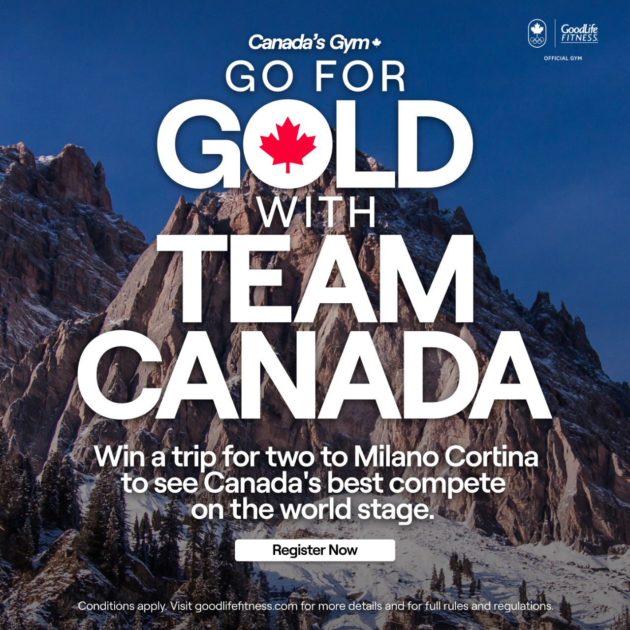 Go for Gold with Team Canada! Win a trip for two to Milano Cortina to see Canada's best compete on the world stage. Conditions apply. Tap to register now!
